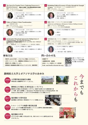 静岡県立大学　日本・トルコ外交樹立100周年記念特別講義シリーズ（全12回）